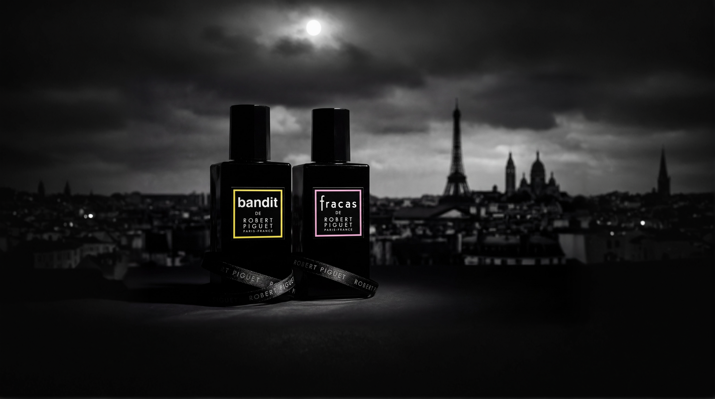 Bandit Fracas bottles on a Parisian background